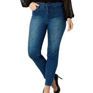 NEW G by Giuliana Black Label‎ Echochic Rhinestone Straight Leg Jean, Size 6